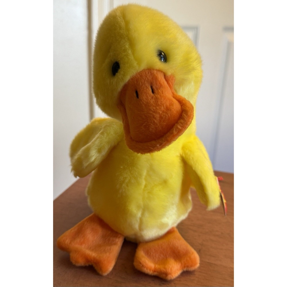 Ty Beanie Buddies 1998 Quackers 9'' Yellow Duck‎ Plush Retired MWMT